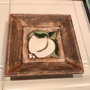 Vintage Brayton Pottery Laguna, CA 1973 White Peach Dish